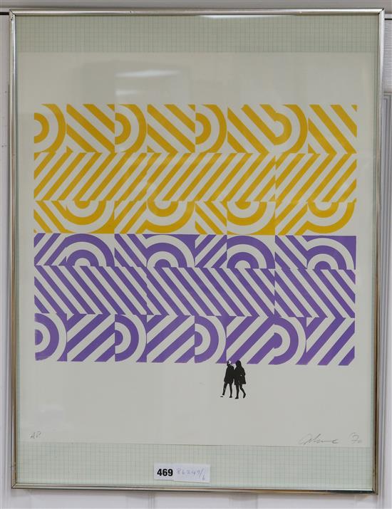 Geoffrey R Reeve, printed 1970. Design for a wall decoration for Euston Station, signed artists proof, 54 x 49cm.